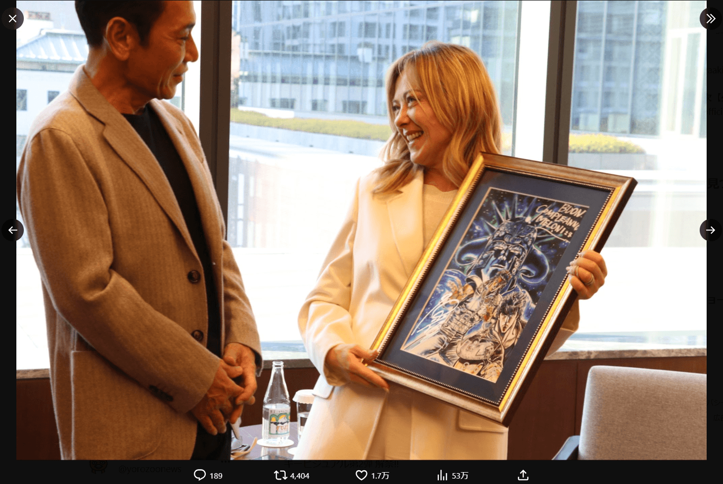 北斗の拳」原哲夫先生が“超”VIPと面会 サイン入り原画に大感激「先生の