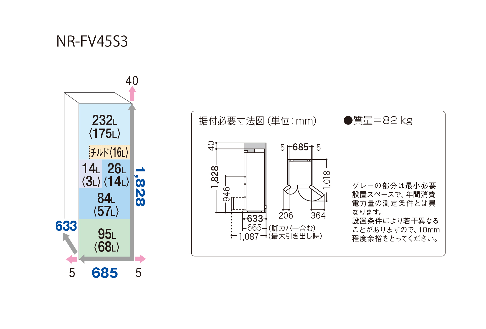 詳細情報 パナソニックトップユニット冷蔵庫 NR-FV45S3 | 冷蔵庫