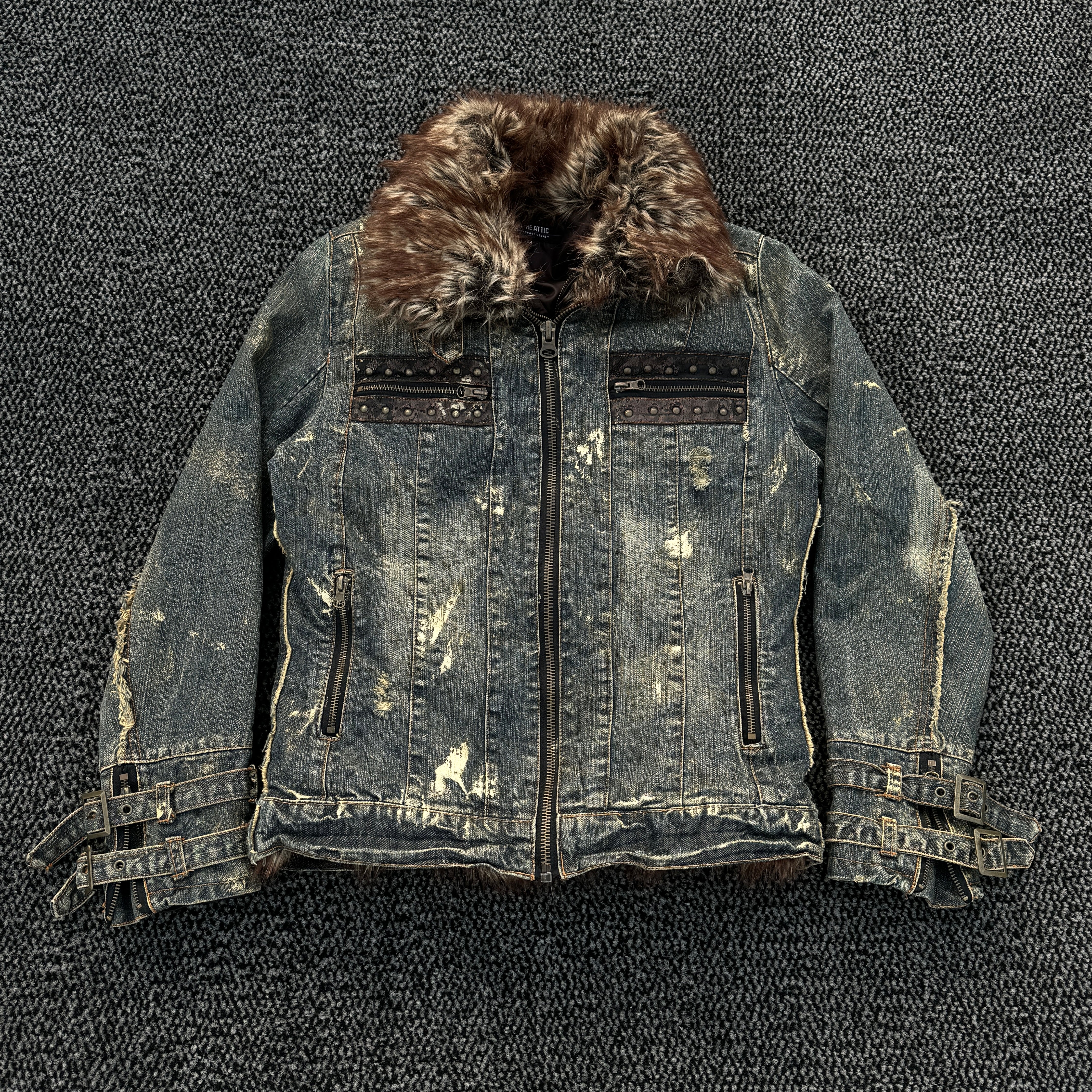 In The Attic Mud Washed Denim Fur Jacket – Paroxa