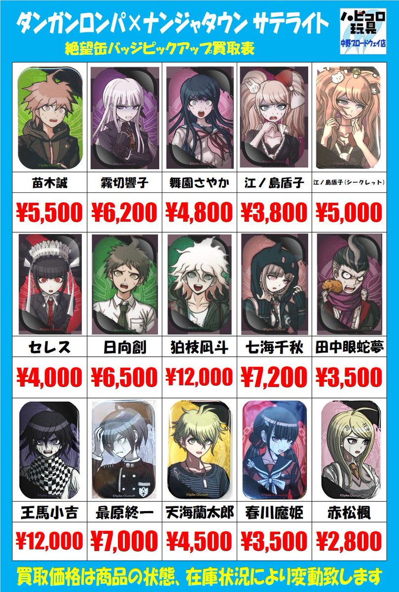 info＞ #ダンガンロンパ ナンジャタウンサテライト限定の絶望缶バッジ