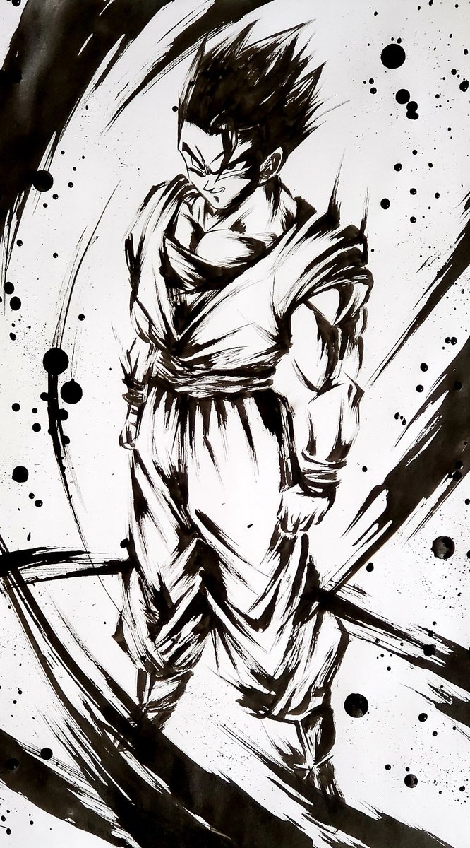 墨絵「アルティメット孫悟飯」 #ドラゴンボール #ドッカンバトル #模写