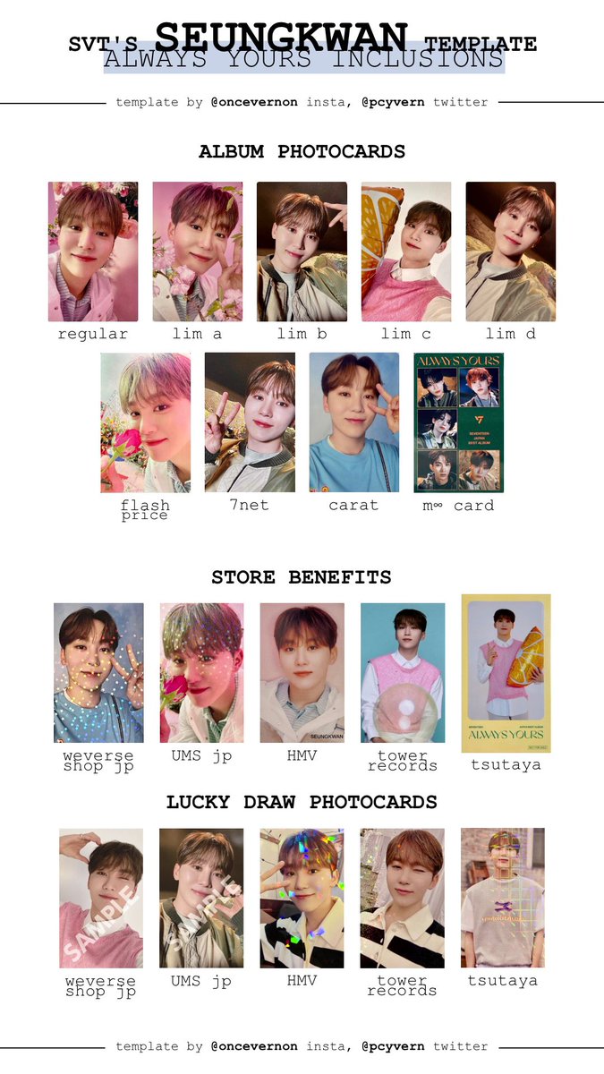 seventeen japan album always yours photocard template for