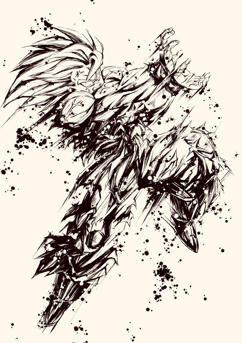 かめはめ波 #ドラゴンボール #墨絵 #イラスト