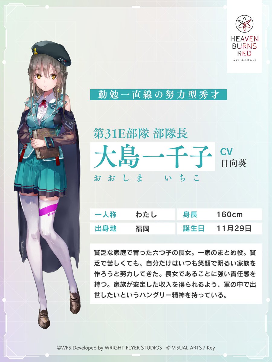 31Eキャラクター紹介① ＼ 大島一千子（CV： #日向葵 ） 勤勉一直線の