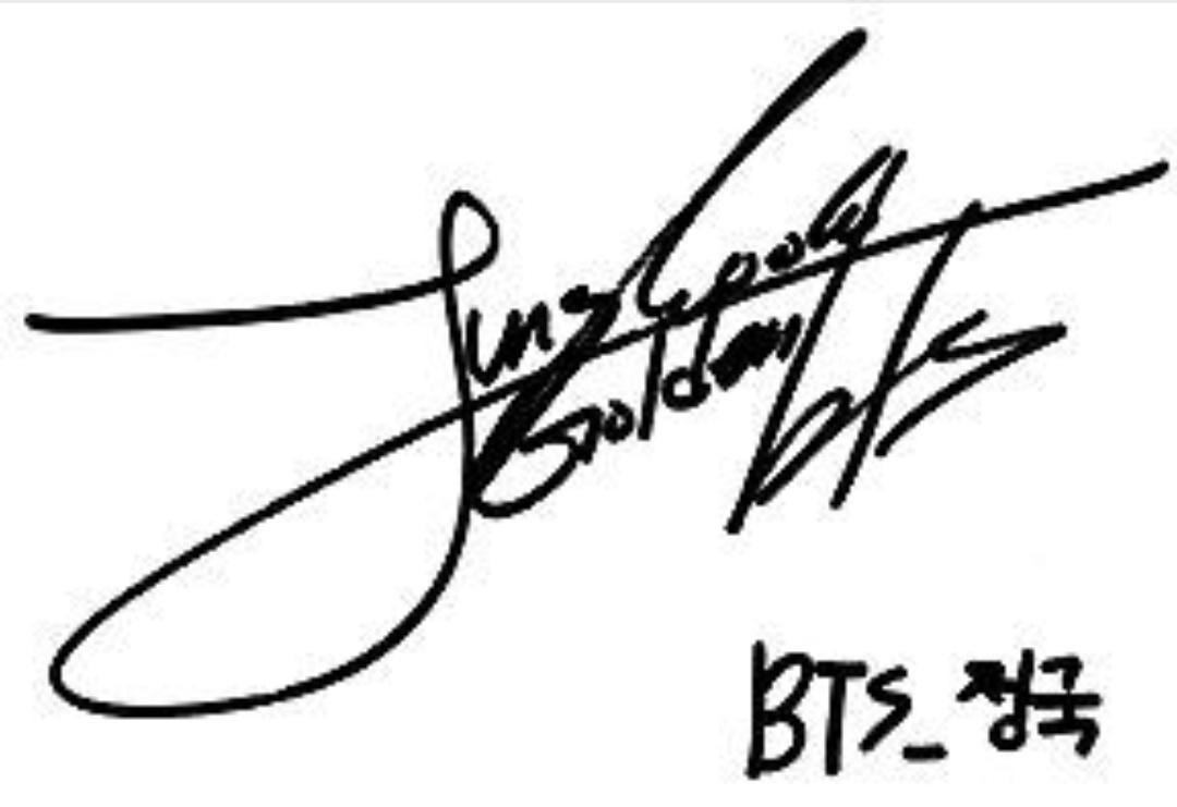 Jungkook's signature over the years. 1. Golden BTS with Korean