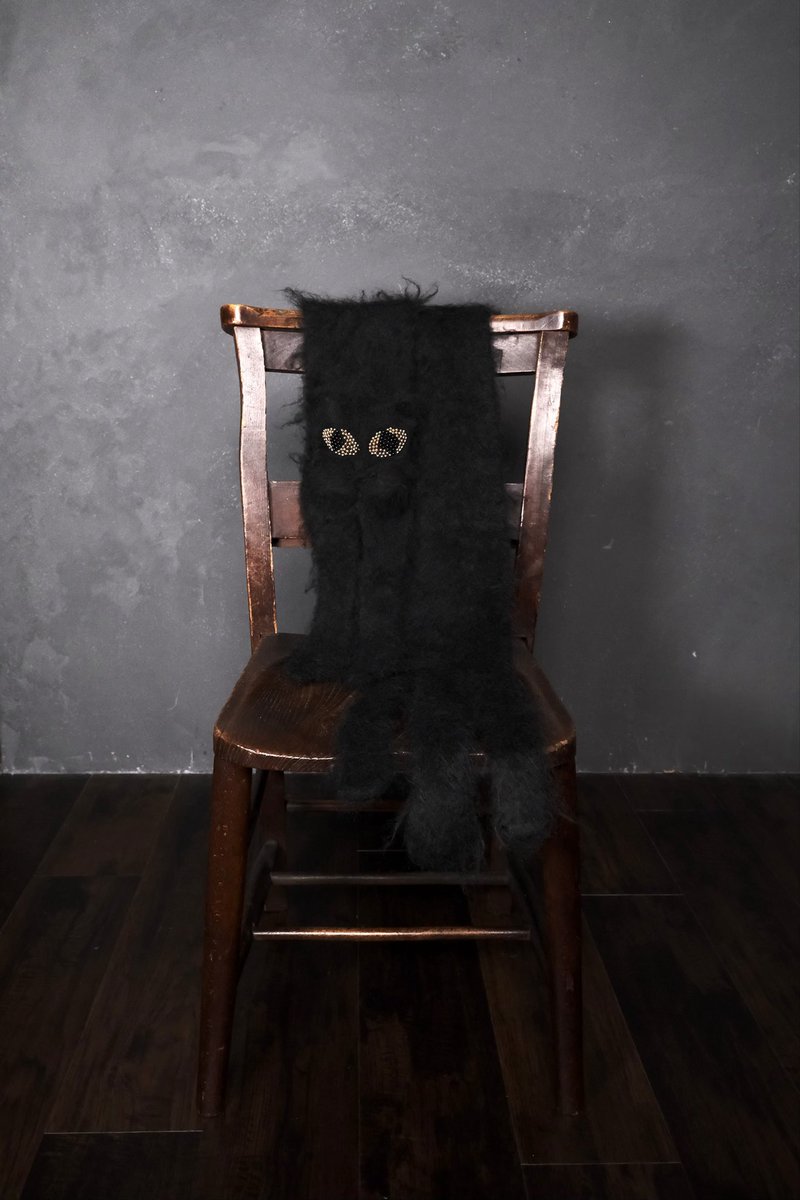 nekoyume” Black Cat Knit Muffler ・「猫夢 / nekoyume」見がちな
