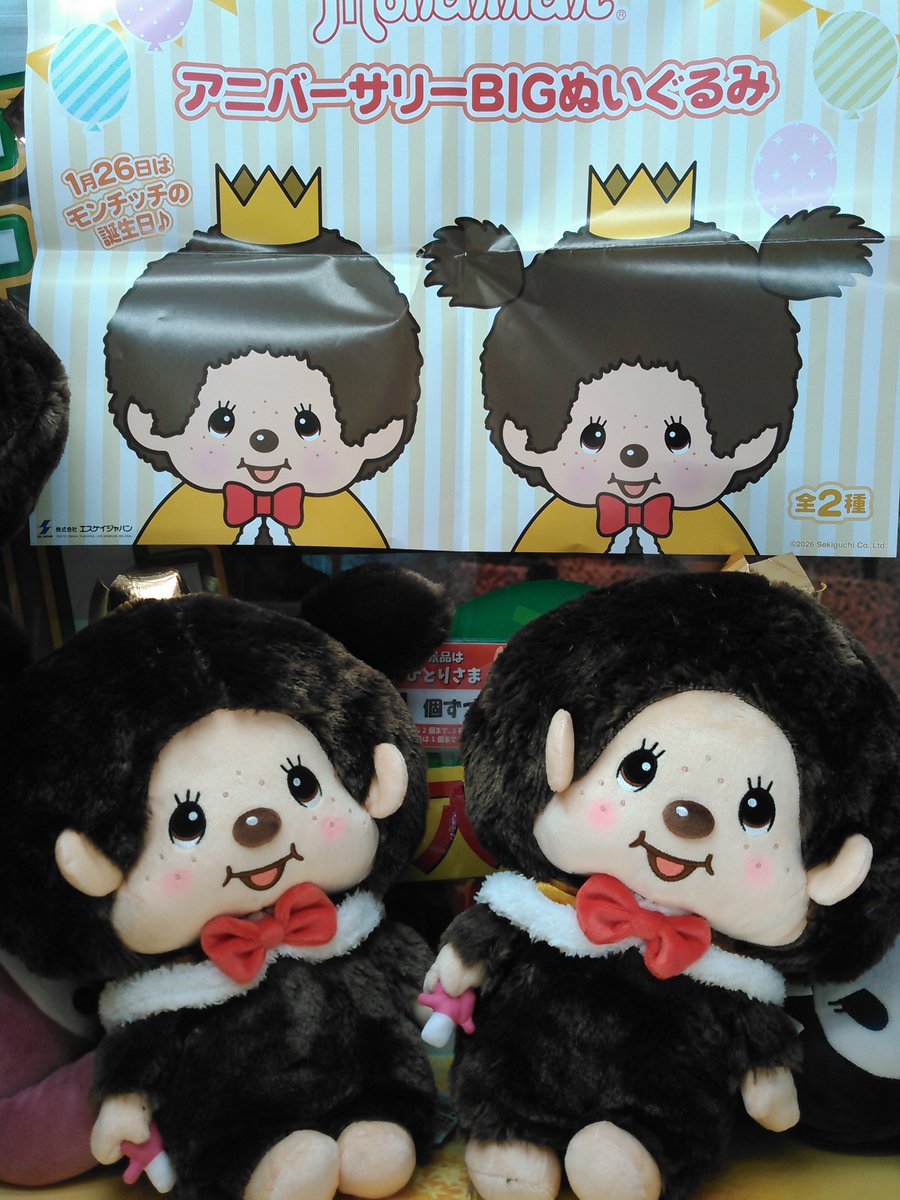 モンチッチアニバーサリーBIGぬいぐるみ 入荷しました🐵 1月26日がお