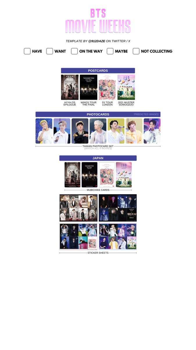 BTS MOVIE PC PHOTOCARD WISHLIST WL TEMPLATE ✨ [NEW] ⭐️ BTS