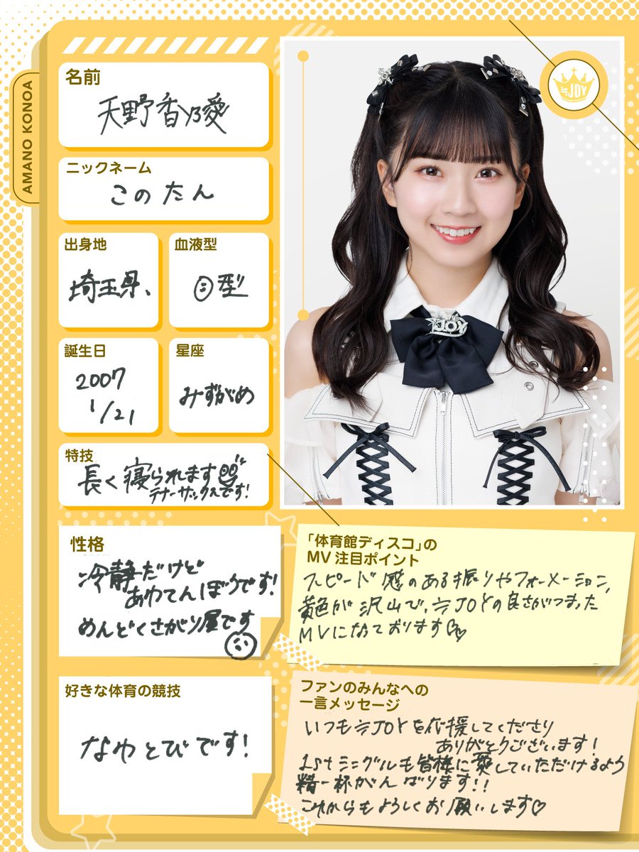 天野香乃愛 チェキ ≒JOY ニアジョイ ガラポン 2024年1月12日 天野香乃