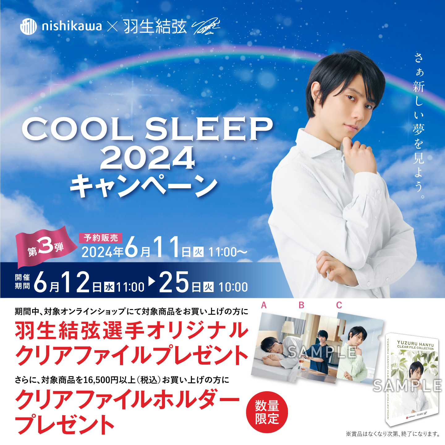 西川 クリアファイル 3枚 COOL SLEEP キャンペーン2022 2-1｜スポーツ