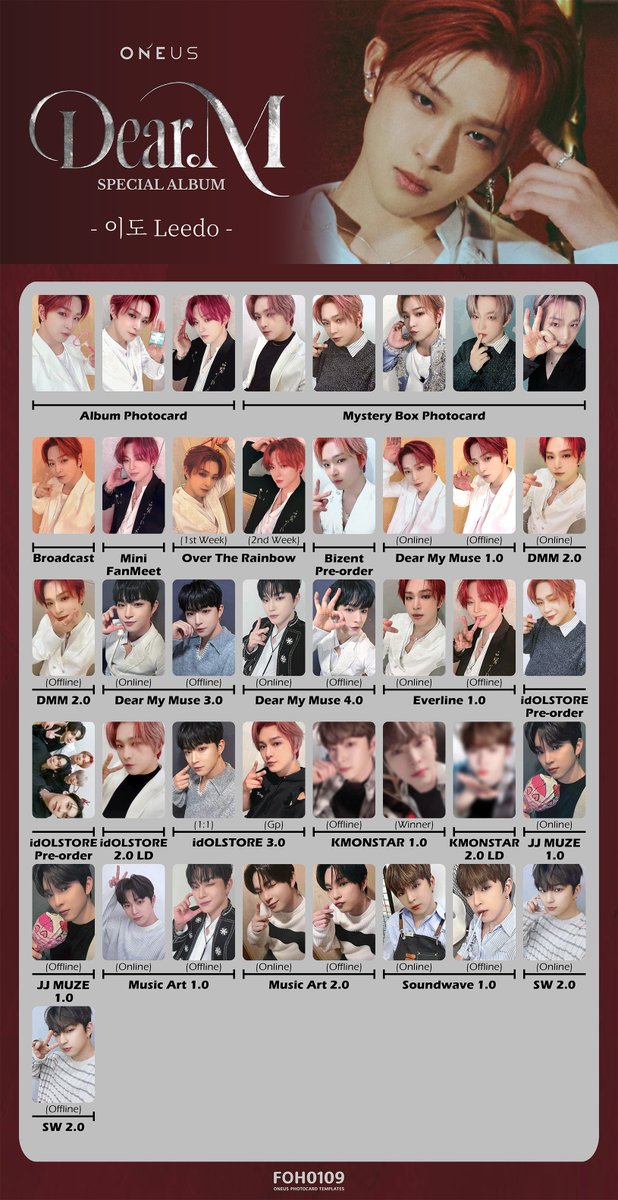 ONEUS Photocard Template Special Album - Dear.M Member Individual
