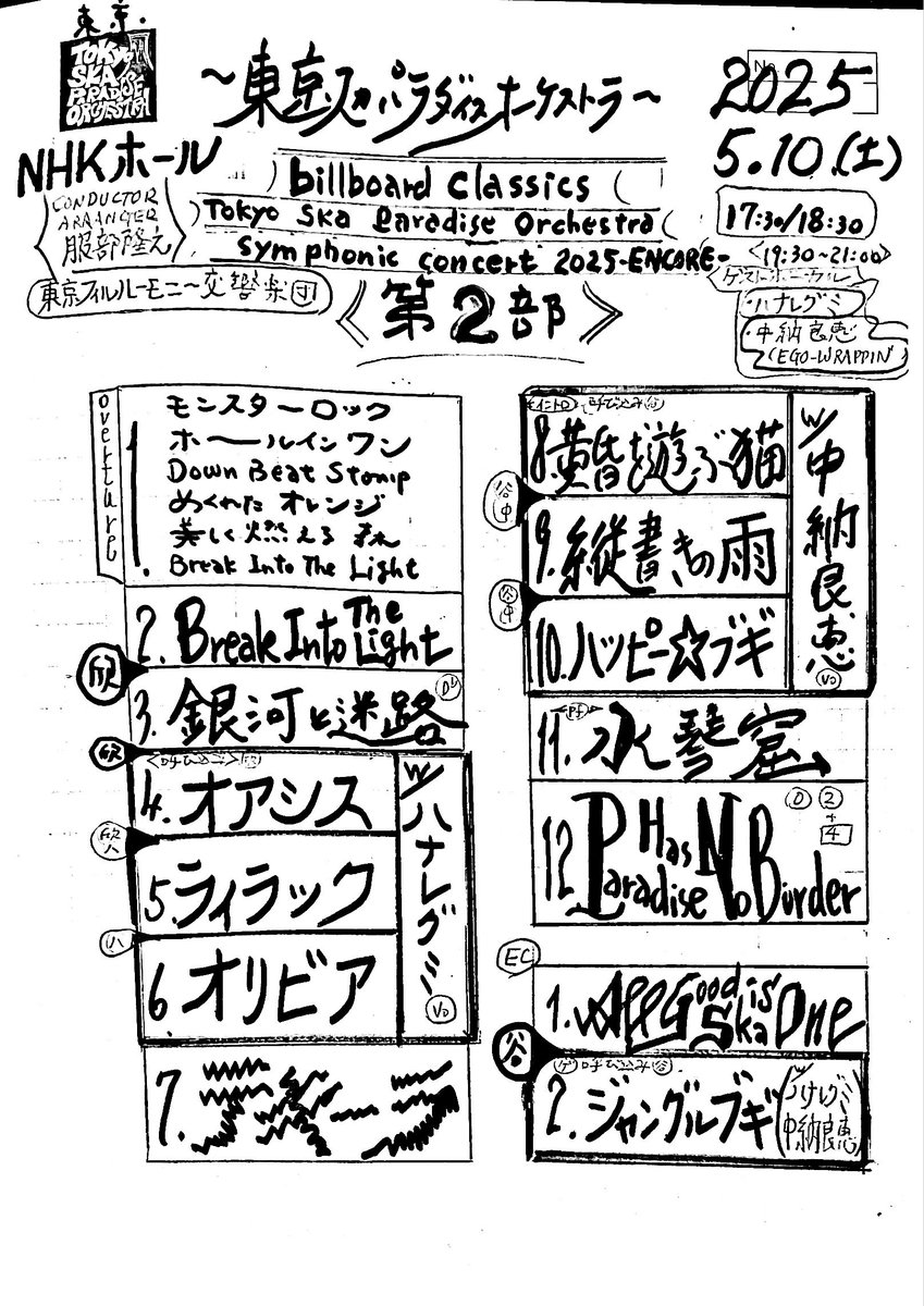 スカパラ×#ビルボードクラシック セットリストはこちら✍️ #東京