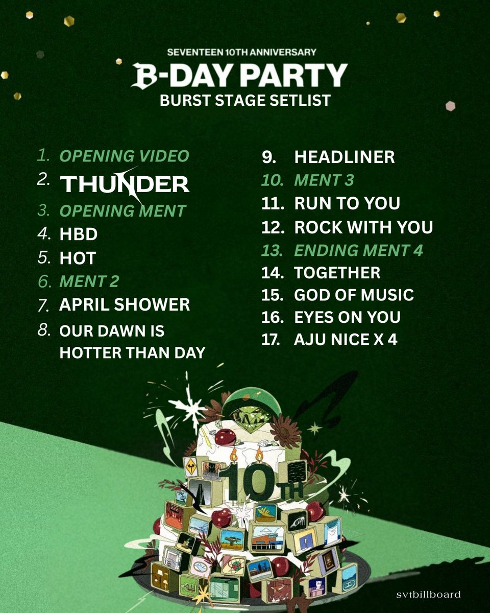 BURST_STAGE SETLIST] SEVENTEEN 10th Anniversary: B-DAY PARTY