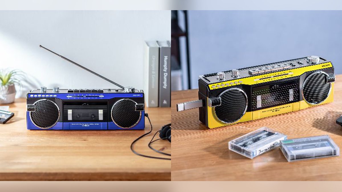 80年代風レトロデザイン！Bluetooth搭載 多機能ラジカセに新色のブルー