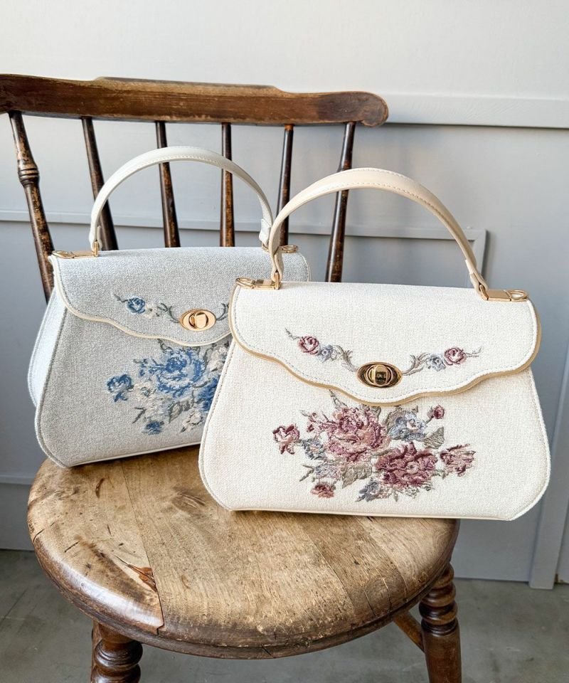 another an アートタッチフラワー刺繍ハンドバッグ Angelus