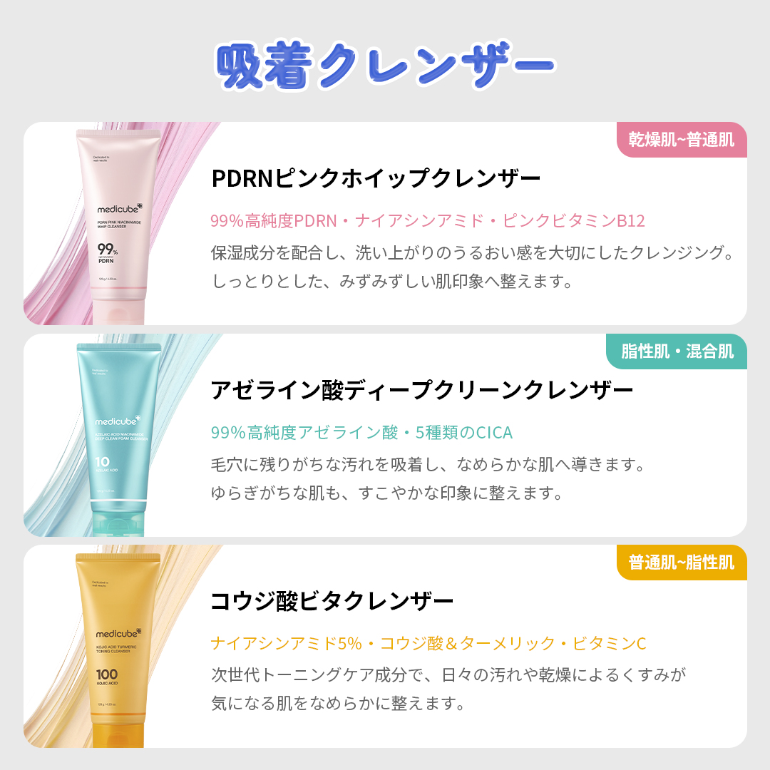 medicube クレンザー完全ガイド🛁】 肌悩みや肌コンディションに合わせ
