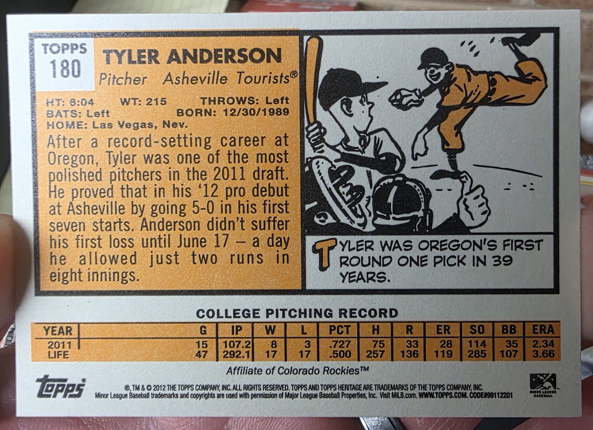 Today's #MiLBCoD 2012 Topps Heritage Minors Asheville @GoTourists