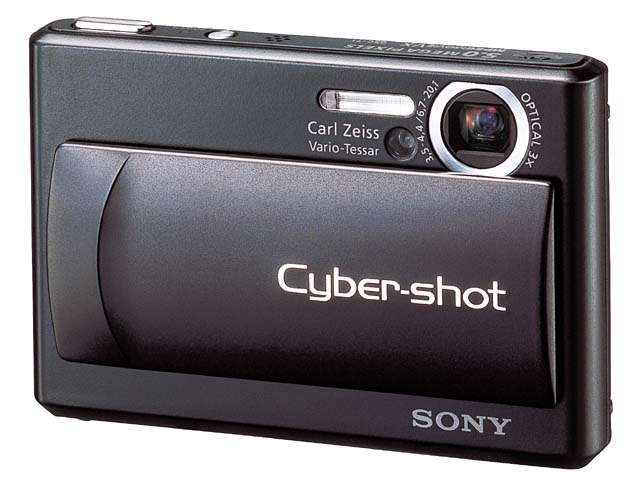 ソニー、サイバーショットT1の黒モデルと三脚座付ケース