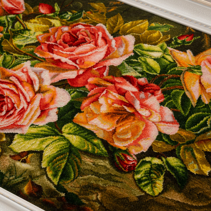 ペルシャ手織り絨毯 ウール＆シルク ピクチャー タブリーズ 額縁52