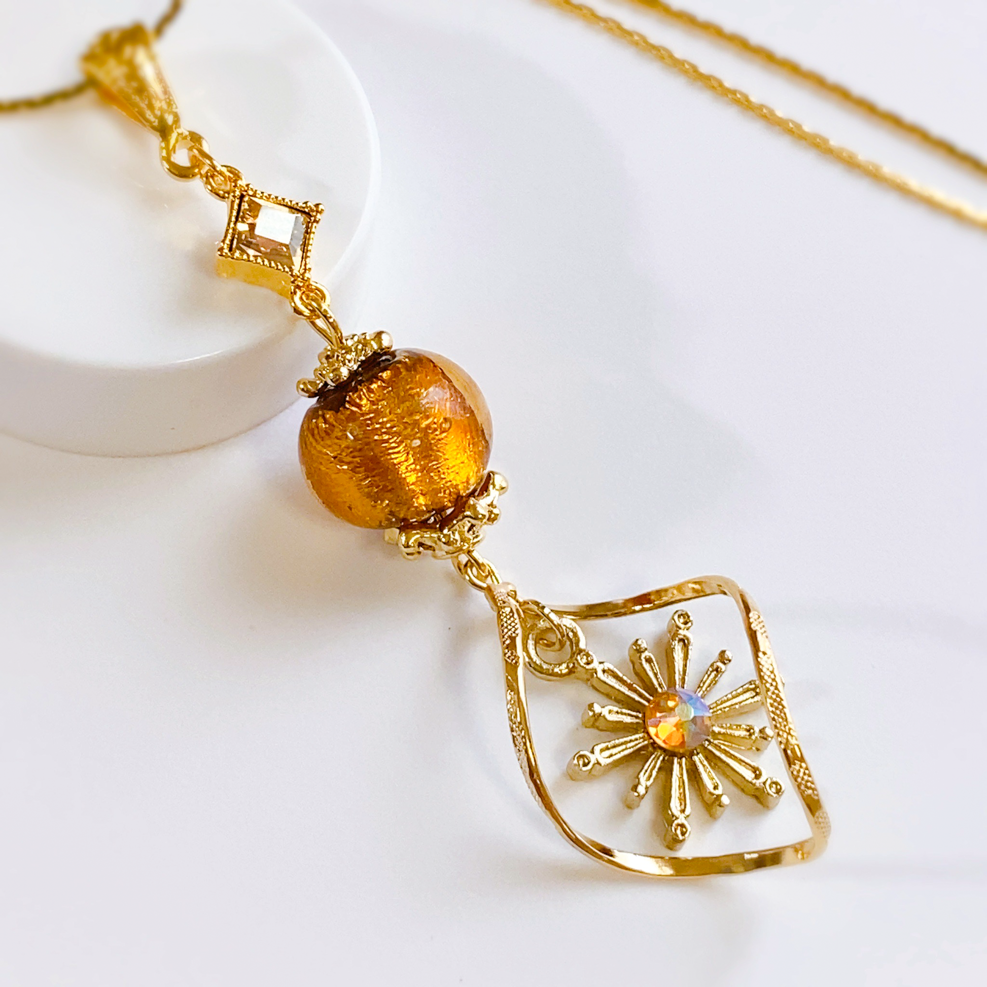 概念アクセサリー】ベネチアガラス&ダブルチャーム ネックレス