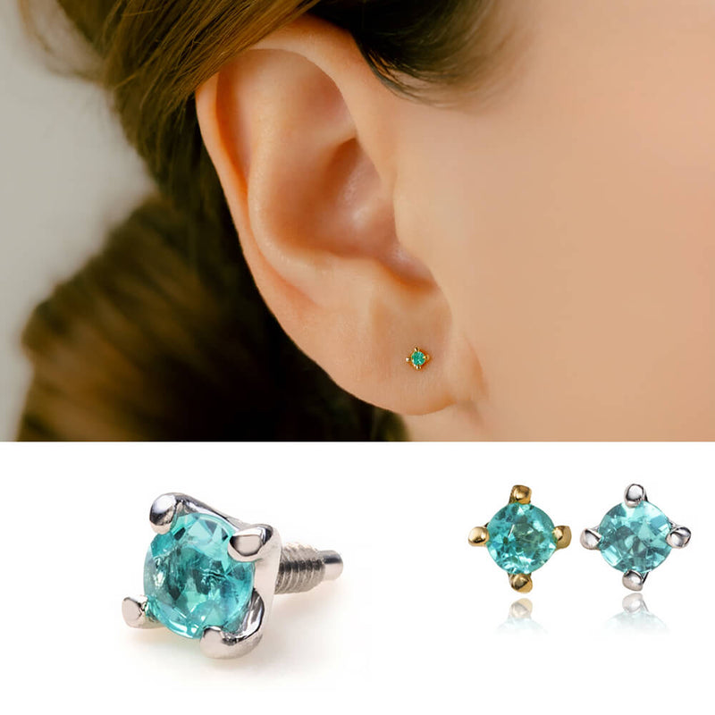 K18 プラチナ パライバトルマリン │ トラガス・フォワードヘリックス