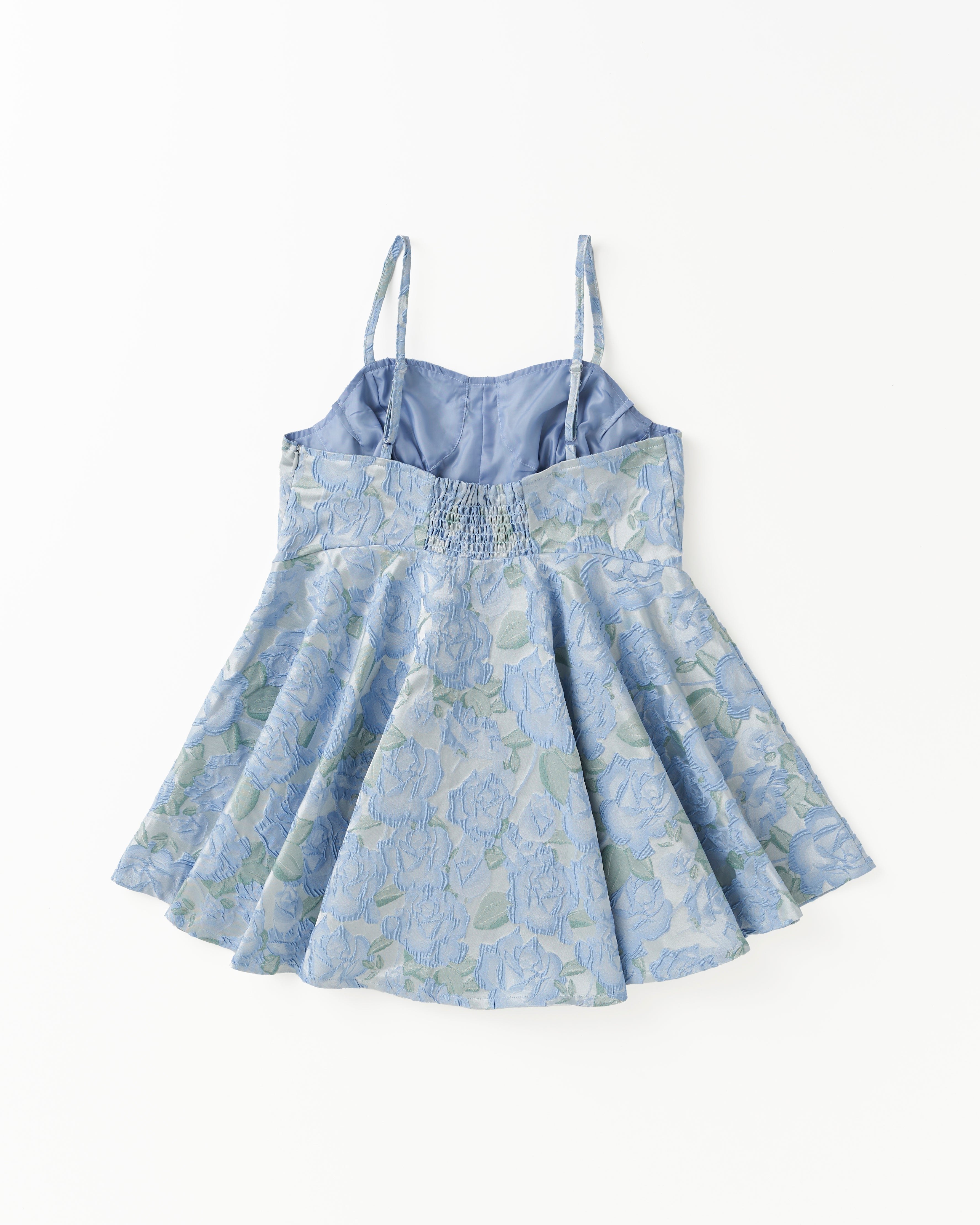 jacquard flare cami tunic (blue flower)