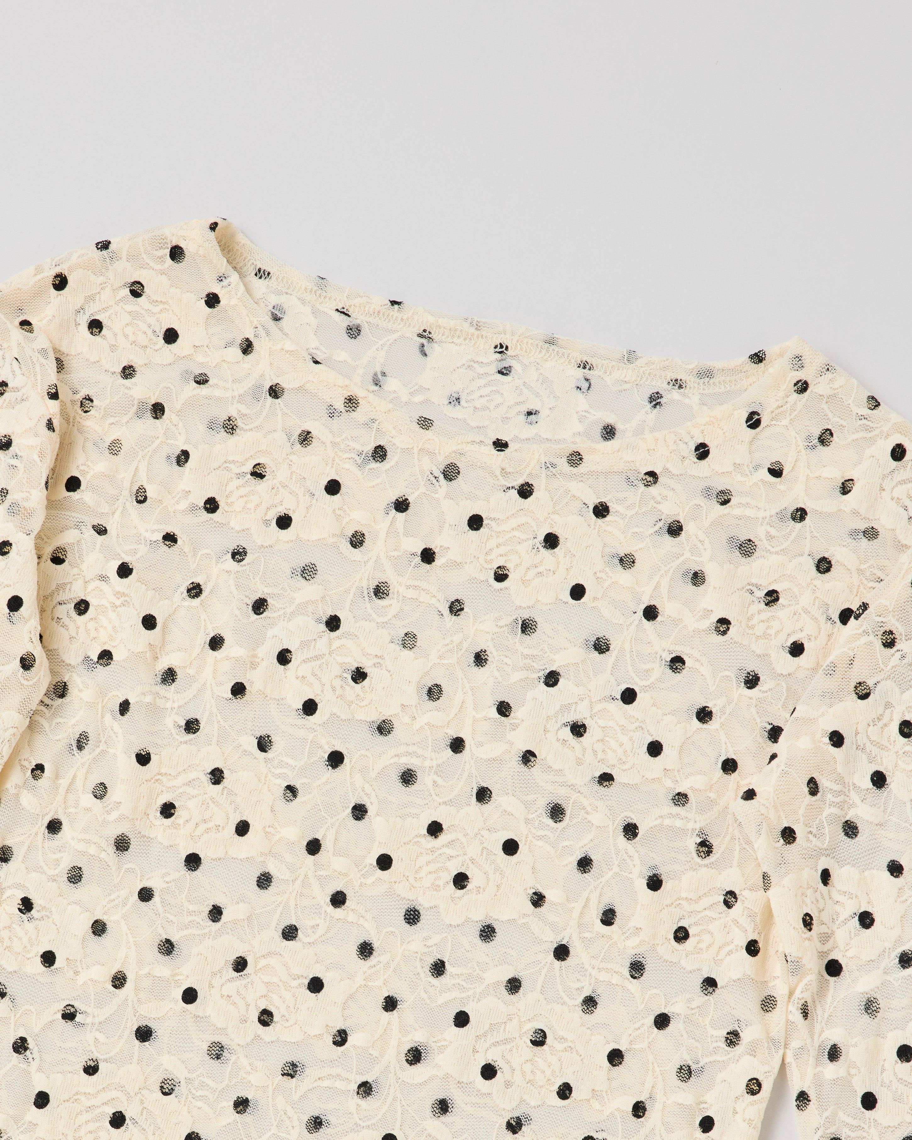 Dot lace see-through top (round neck)