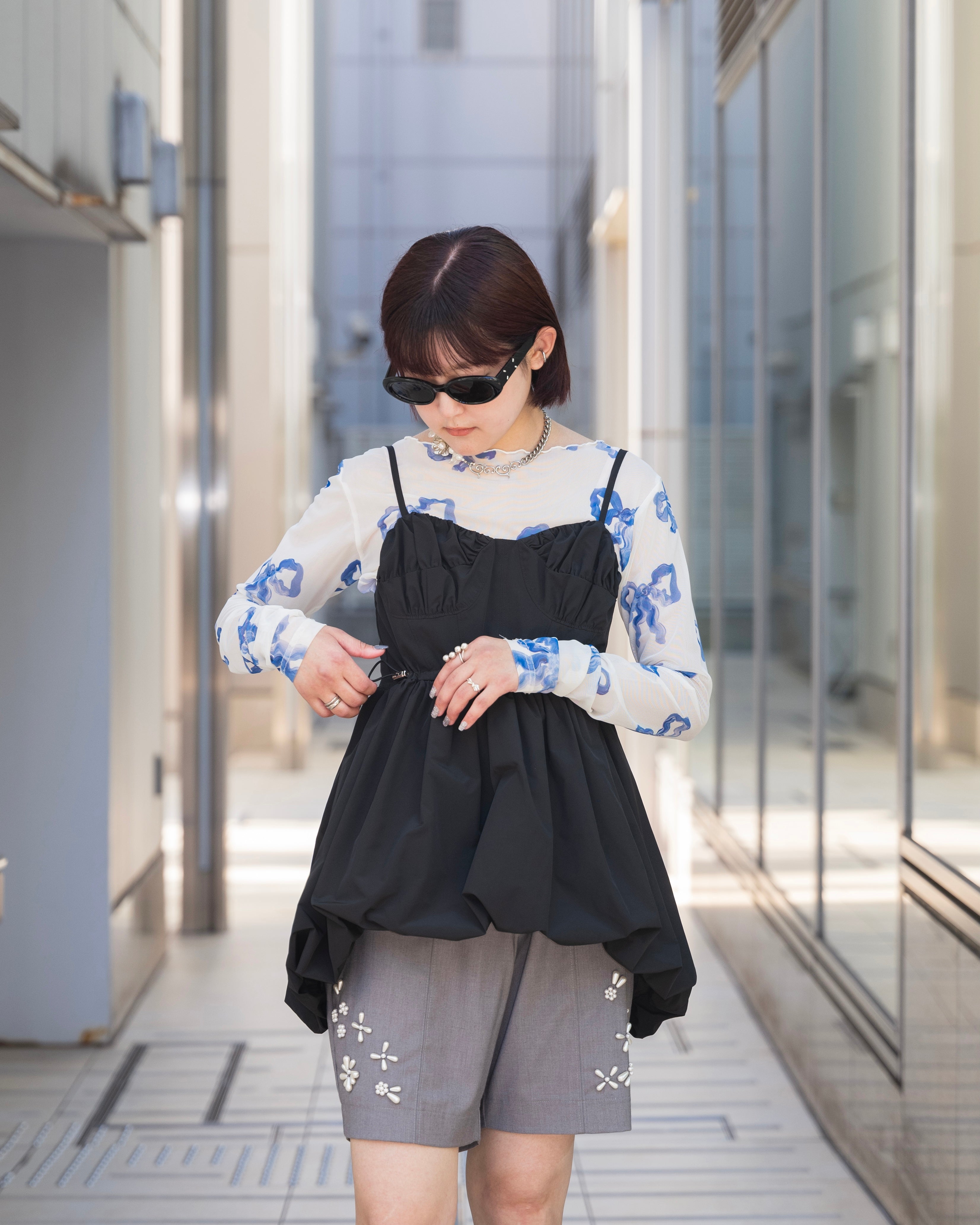 Balloon cami tunic (black)