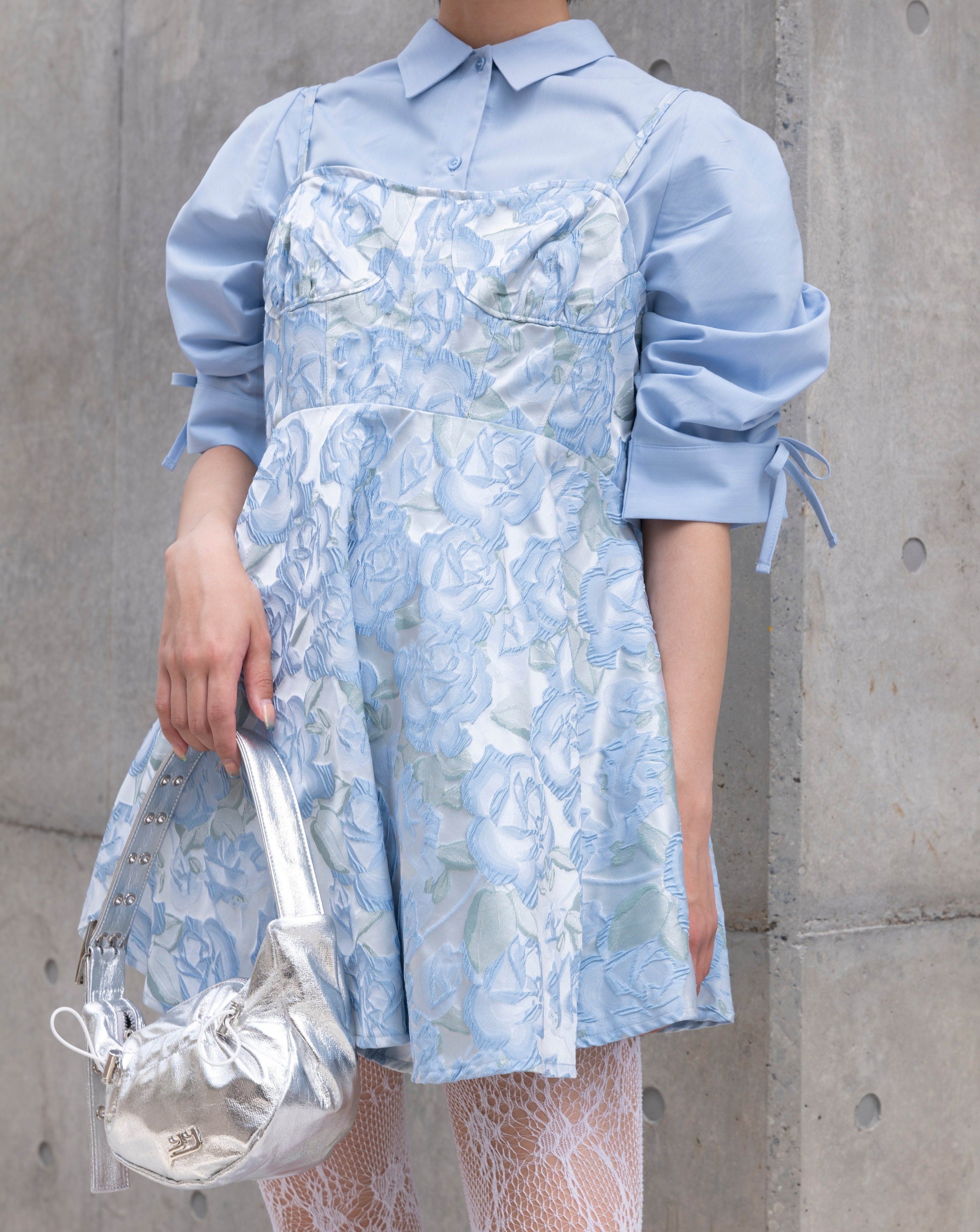 jacquard flare cami tunic (blue flower)