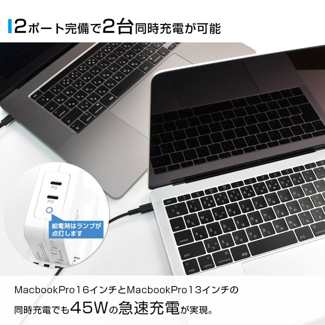 M1 Macbookシリーズ対応 GaN搭載 最大100Wの超高出力充電アダプター