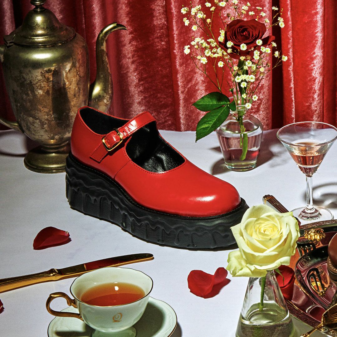 残り1点】【本革】メルティングチョコレート メリージェーン（レッド