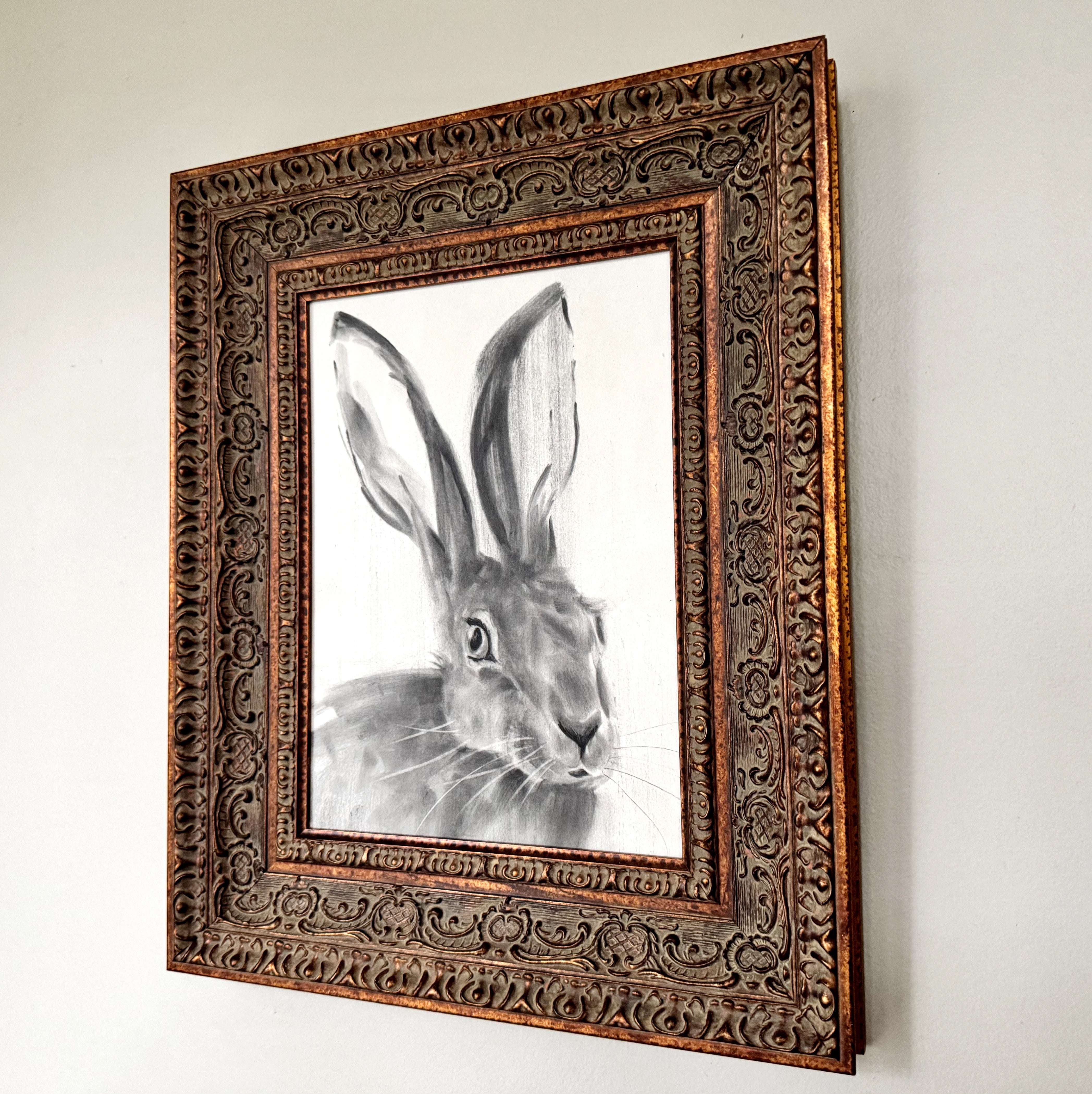 The Wayfinder | Original Charcoal Rabbit Drawing | 8x11