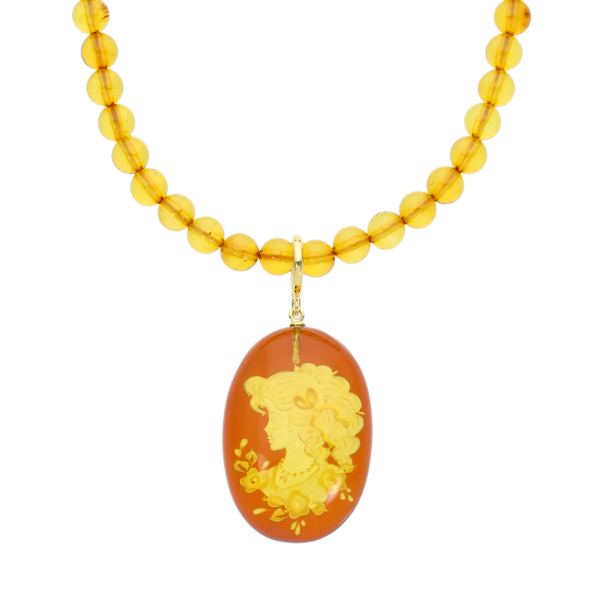 琥珀 インタリオデザインペンダント [花園の少女] - QVC.jp