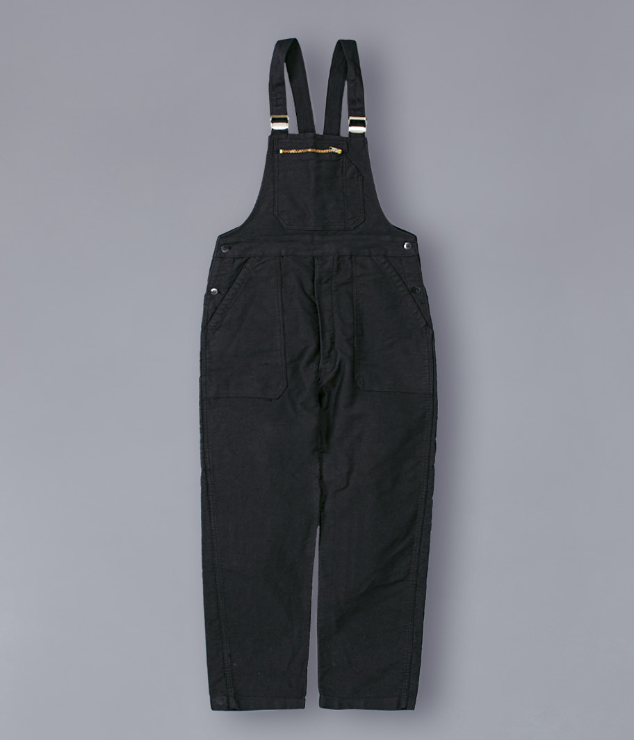 モールスキンフレンチワークオーバーオール［Overdye / BLACK