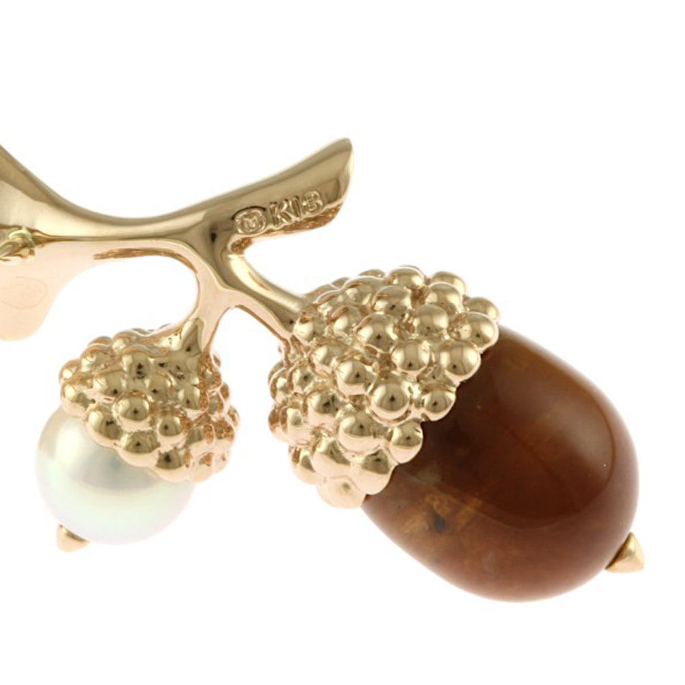 MIKIMOTO ミキモト ブローチ 18金 K18ピンクゴールド タイガーアイ