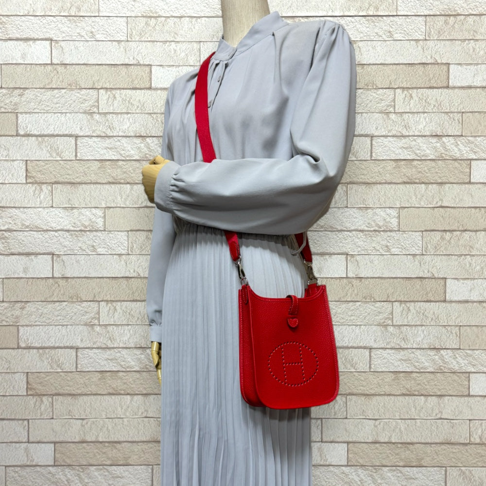 HERMES エルメス エブリンTPM ショルダーバッグ トゴ レッド
