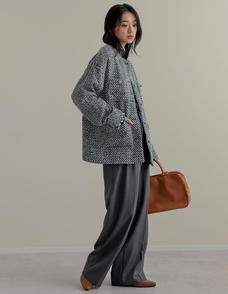 ツイードフリンジノーカラージャケット - ジャケット/アウター通販