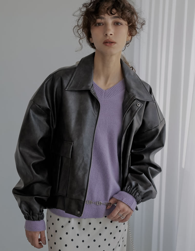フェイクレザージップブルゾン - ジャケット/アウター通販 | 人気