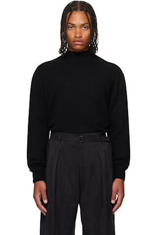 Black Mock Neck Sweater by LEMAIRE on Sale