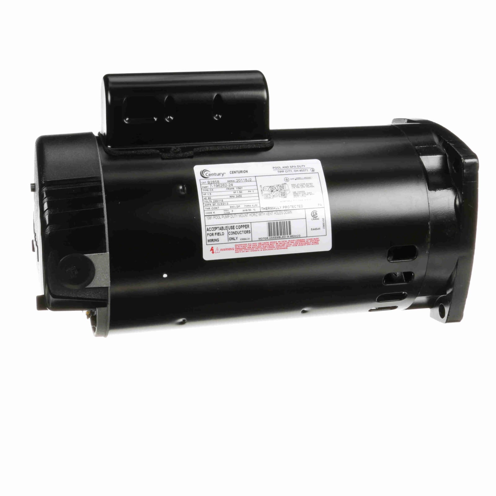 Century AO Smith OEM Motor, Full Rated, 1.5 HP, 115/230v - B2858