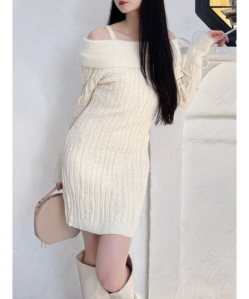 オフショルケーブルミニワンピース｜MIIA ミーア 商品詳細