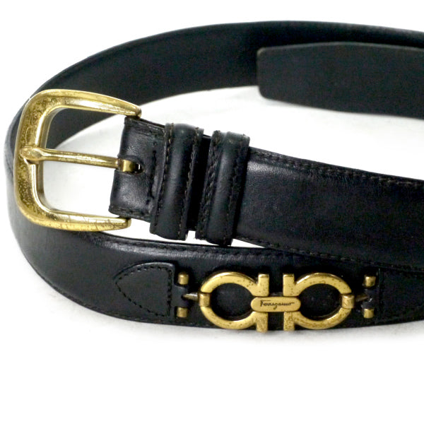 Ferragamo ガンチーニ レザーベルト（黒） – Vintage Shop Rococo