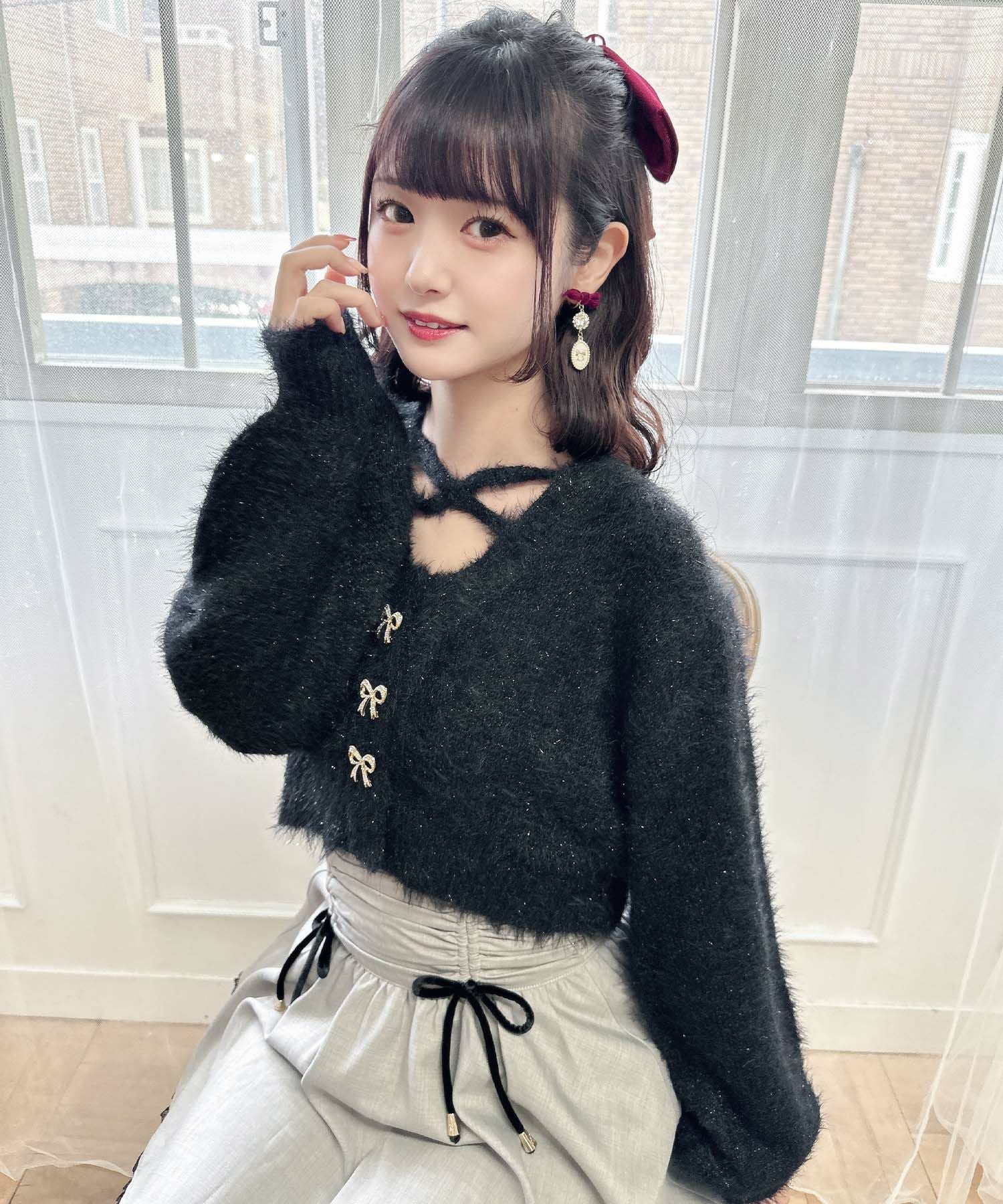 リボン釦キャミ付きシャギーミニCD | Rlab store