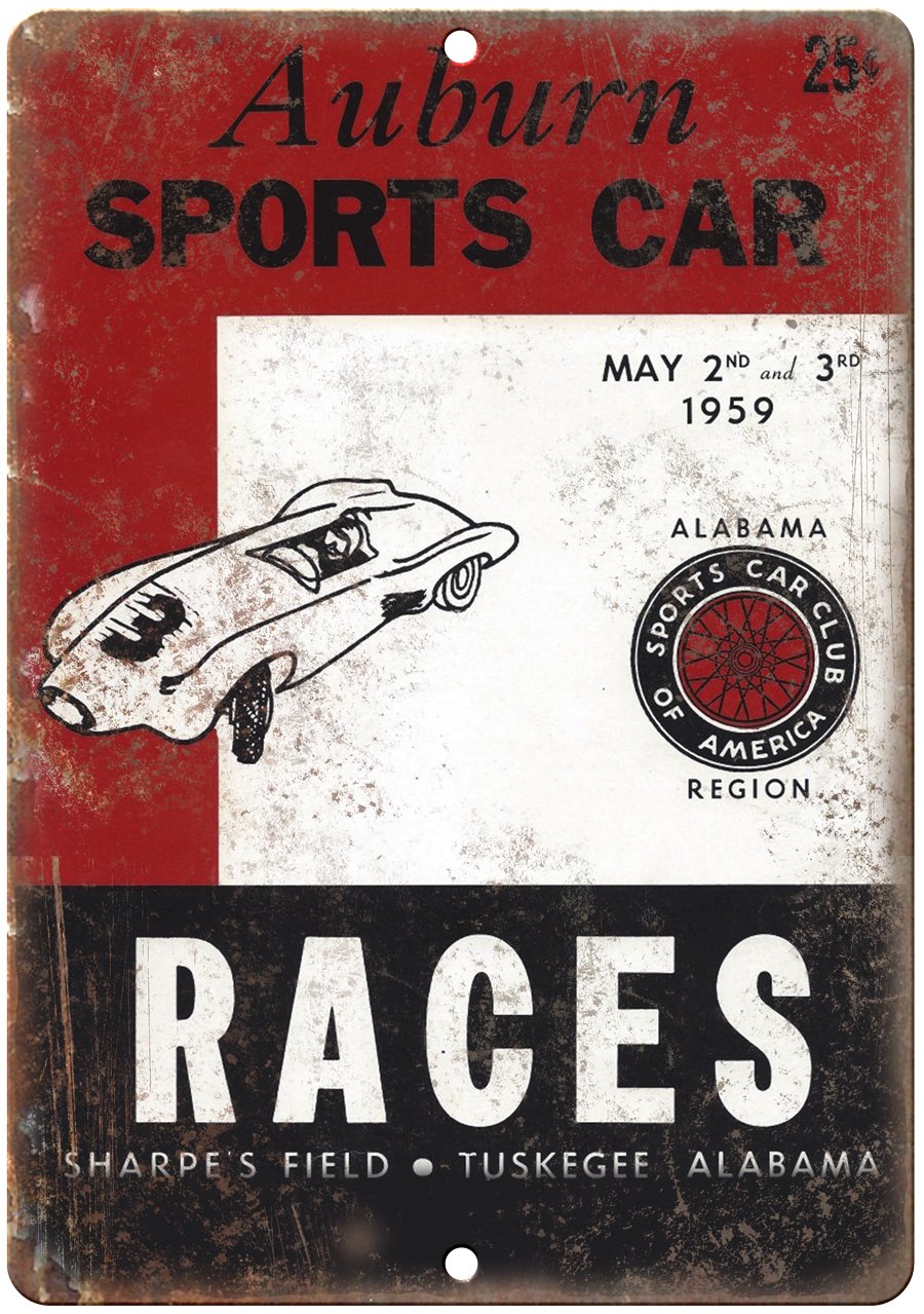 Auburn Sports Car Races Sharpes Field Metal Sign | Rusty Walls