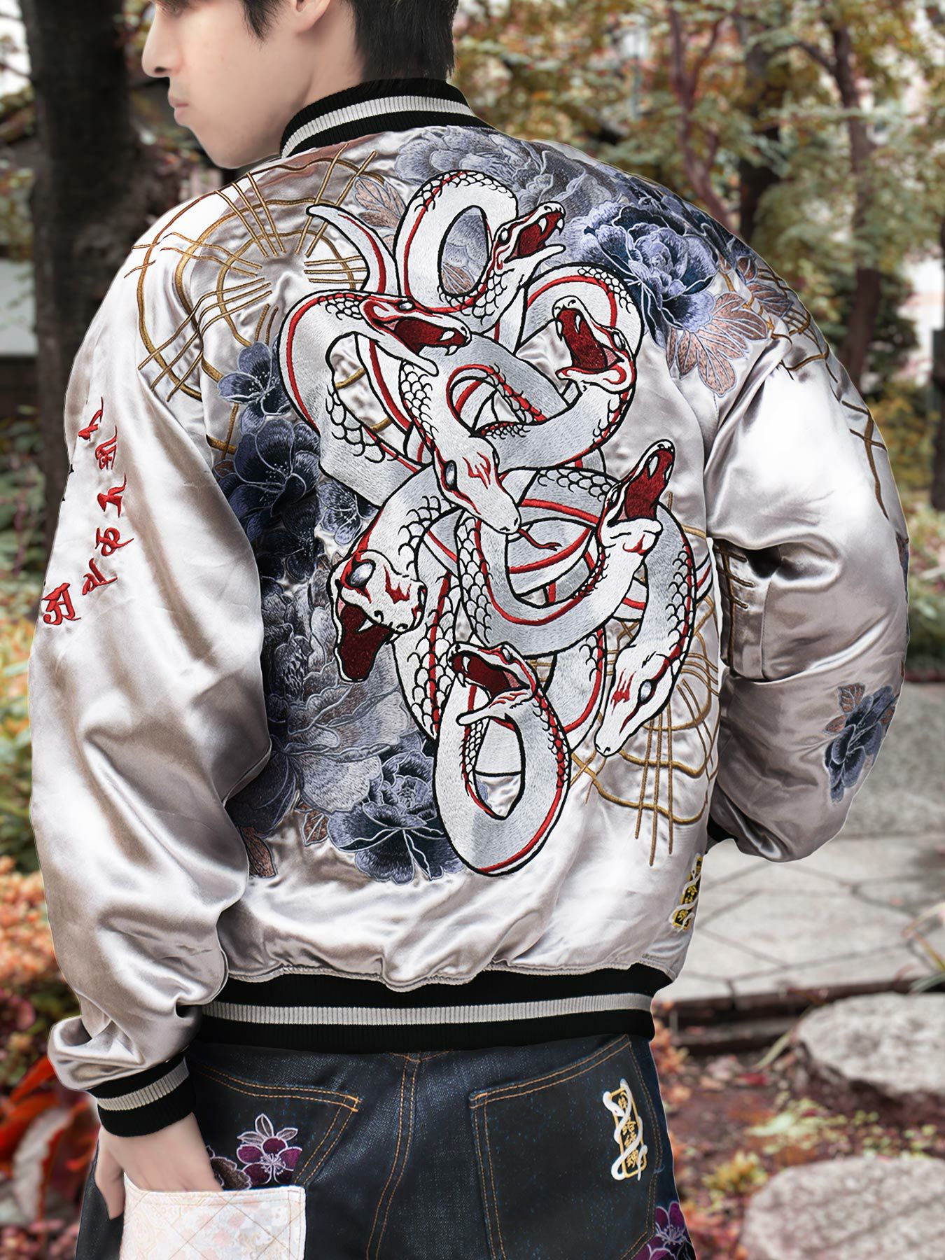 絡繰魂・粋】“ヤマタノオロチ”総刺繍リバーシブルスカジャン〔別注