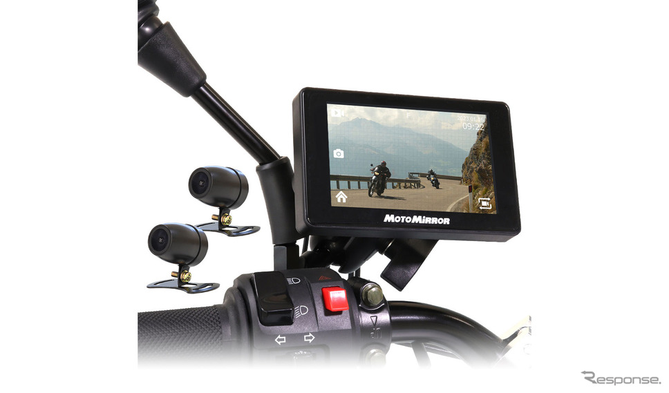 ドラレコや速度警告搭載、二輪用多機能デジタルセンターミラー発売