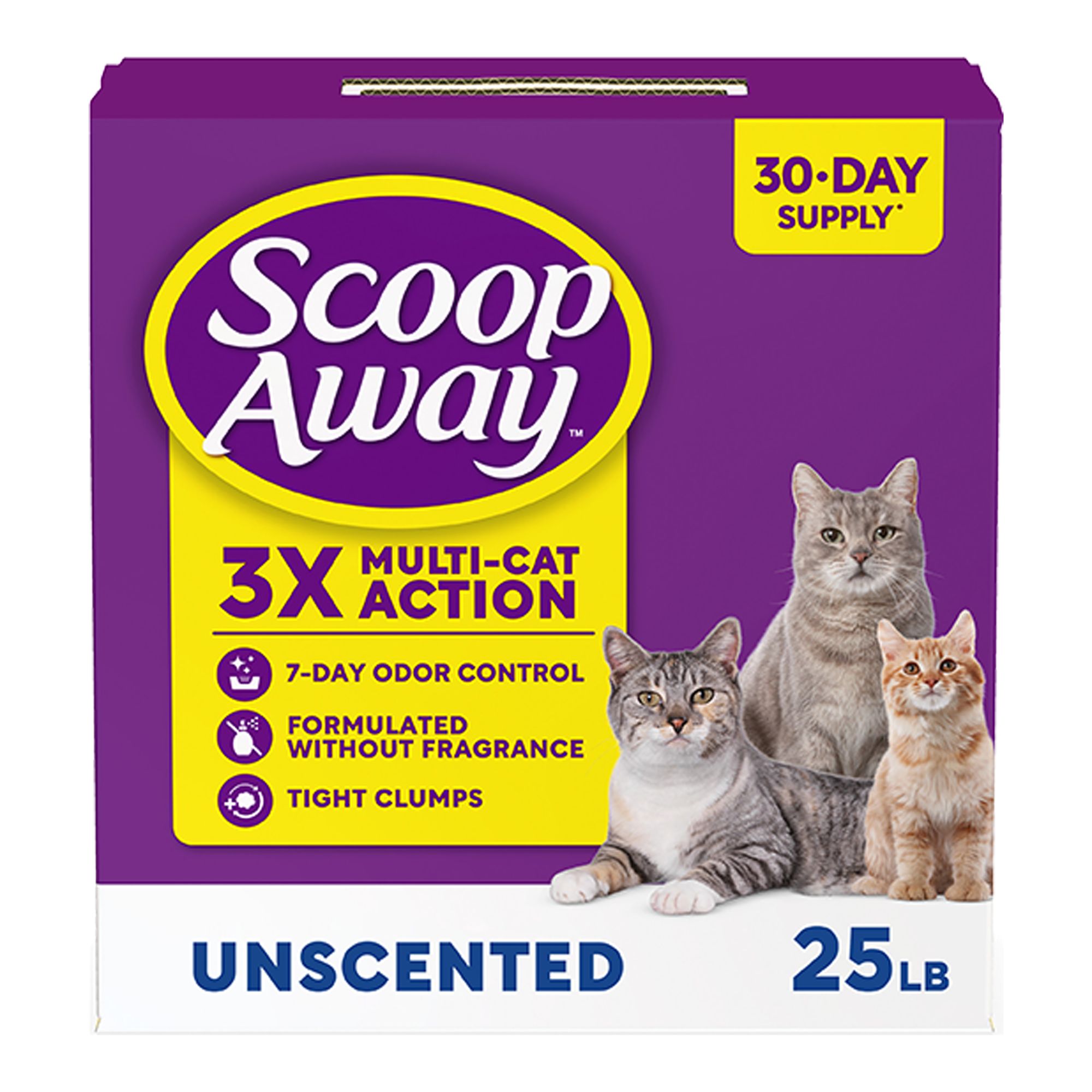 Scoop Away Clumping Cat Litter, Unscented, 25 LB