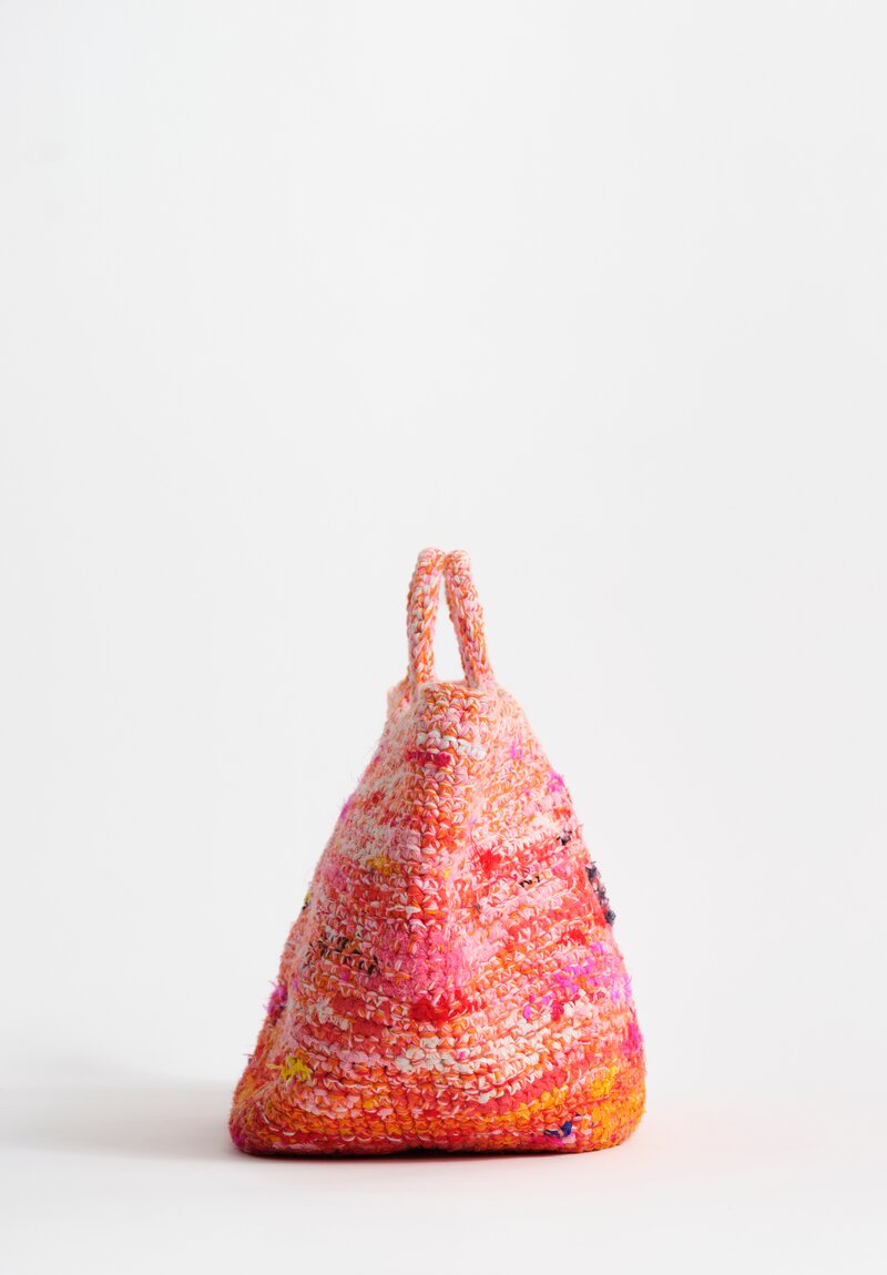 Daniela Gregis Cotton Hand-Crocheted Shopping Bag in Peach Pink