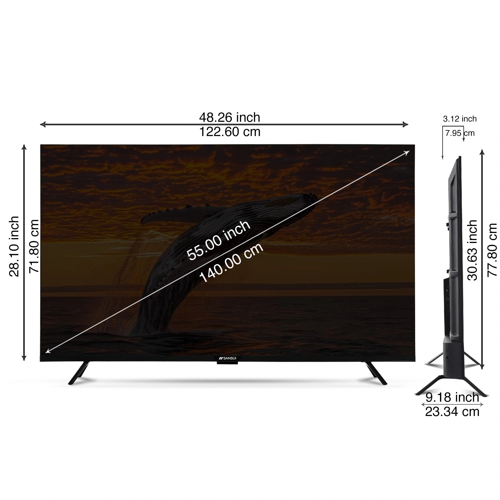 Sansui 140 cm (55) Google TV QLED (4K), HDR10+, HSR 120 Hz with
