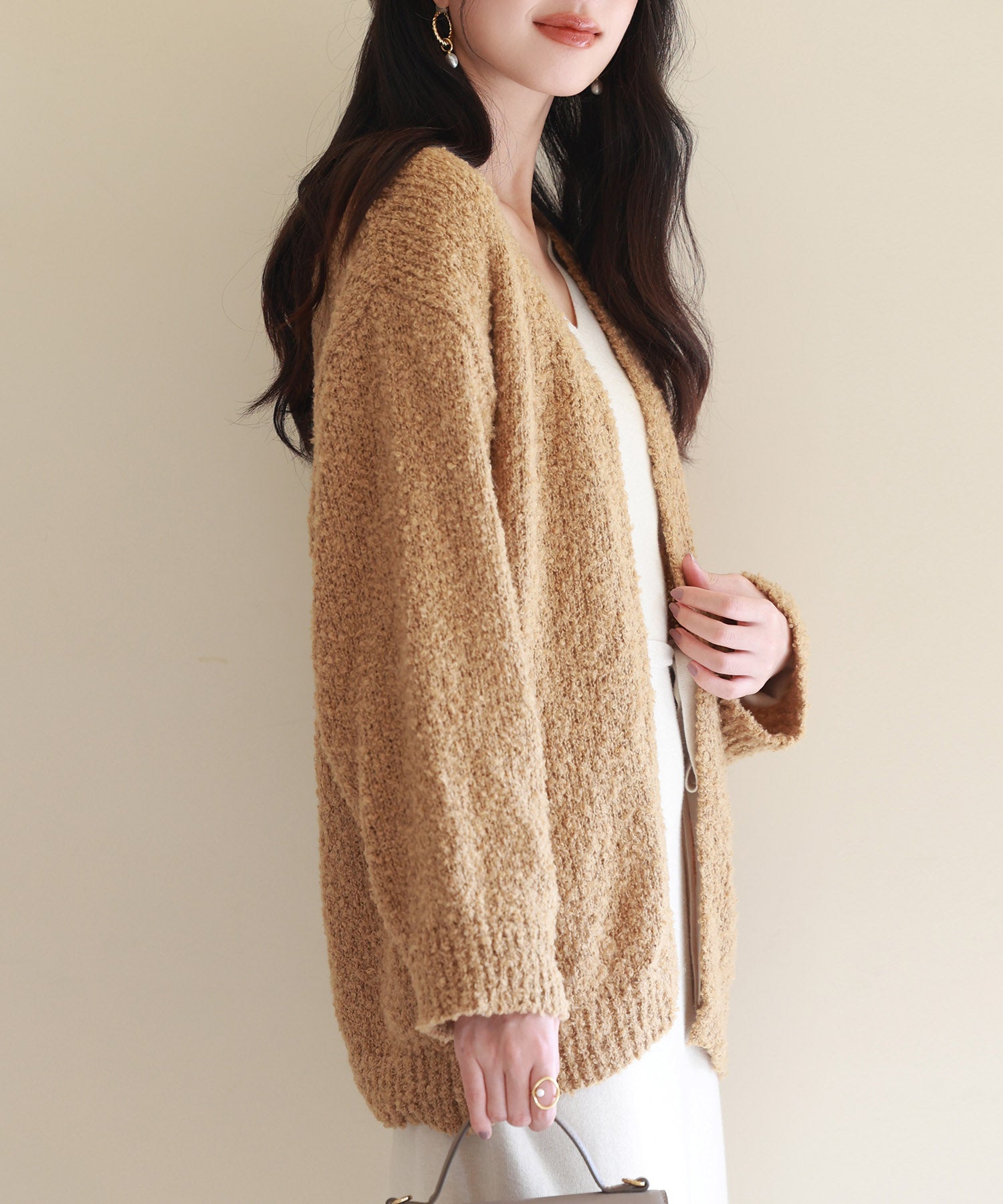 ドロップショルダーニットカーディガンsdpxyf6576 ブラウン – [公式